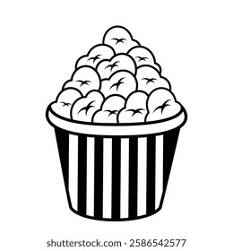 Popcorn Line Icon Vector, Perfect for Icons, Illustrations, and Coloring Pages