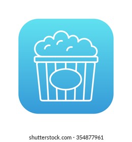 Popcorn line icon for web, mobile and infographics. Vector white icon on the blue gradient square with rounded corners isolated on white background.