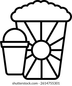 Popcorn Line Vector Icon Design