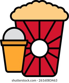 Popcorn Line Vector Icon Design