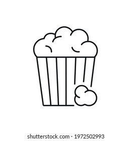 Popcorn linear icon. Cinema. Thin line customizable illustration. Contour symbol. Vector isolated outline drawing. Editable stroke