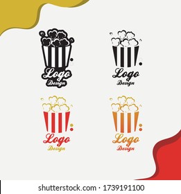 Popcorn logo, Popcorn, Black and white popcorn logo,  Vector logo,  Popcorn Vector