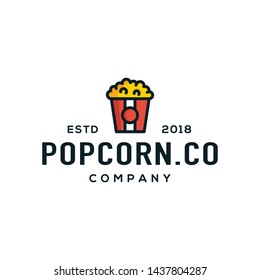 Popcorn logo design concept. Universal popcorn logo.