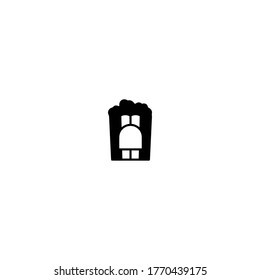 popcorn logo icon design with simple line art style