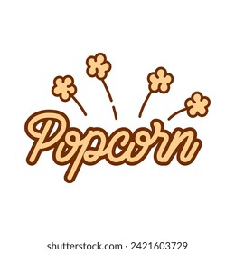 Popcorn logo, label, symbol or sign isolated on white background. Vector illustration of snack for your design.