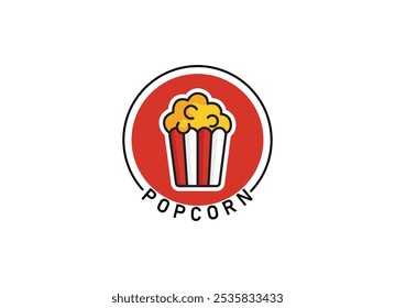 Popcorn logo, label, symbol or sign isolated on white background vector illustration