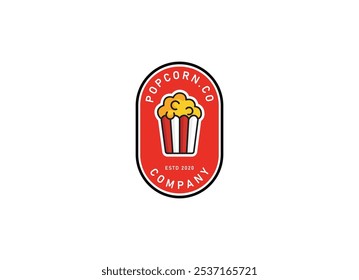 Popcorn logo, label, symbol or sign isolated on white background vector illustration