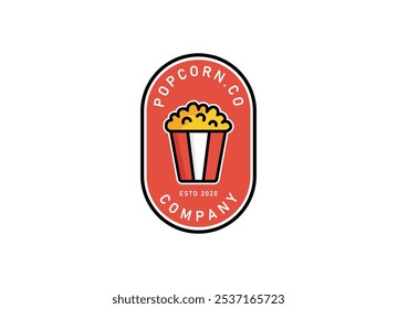 Popcorn logo, label, symbol or sign isolated on white background vector illustration