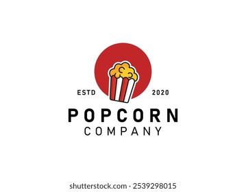 Popcorn logo, label, symbol or sign isolated on white background vector illustration