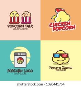 Popcorn logo set vector