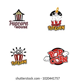 Popcorn logo set vector