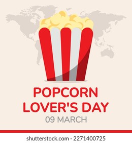 Popcorn Lover's Day on March 9 Vector Illustrations