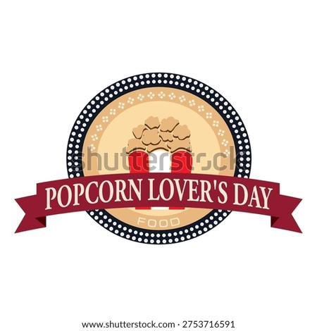 Popcorn Lover's Day sticker, vector illustration