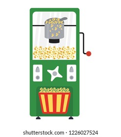
A popcorn machine for automated dispensing of pop coins
