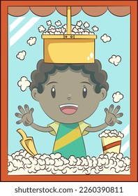 Popcorn machine cute child design concept