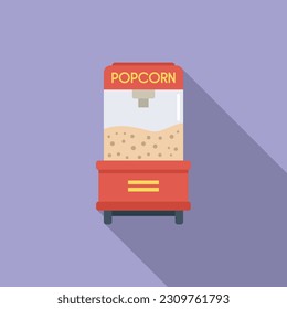 Popcorn machine icon flat vector. Corn food. Cart stand