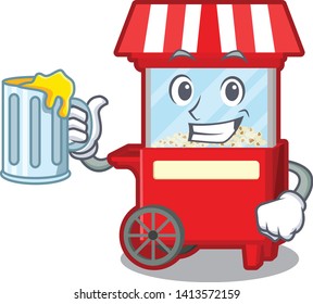 Popcorn machine with juice isolated mascot