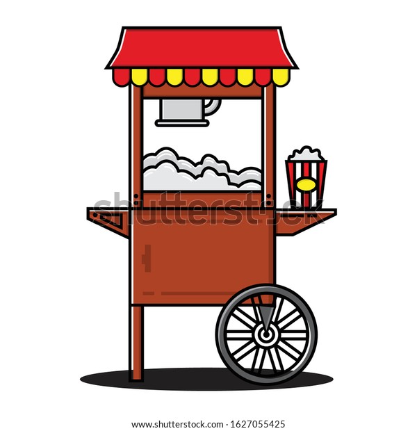 Popcorn machine wagon at carnaval, cinema -\
Vector illustration