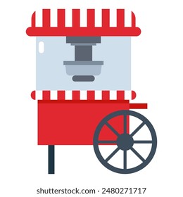 Popcorn maker cart vector cartoon illustration isolated on a white background.