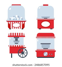 Popcorn makers vector cartoon set isolated on a white background.