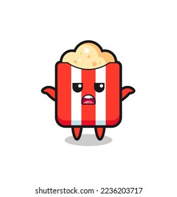 popcorn mascot character saying I do not know , cute style design for t shirt, sticker, logo element
