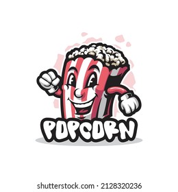 Popcorn mascot logo design vector with concept style for badge, emblem and t shirt printing. Smart popcorn illustration.