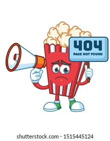 popcorn with megaphone mascot character vector design