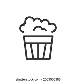 Popcorn minimal line icon. Web stroke symbol design. Popcorn sign isolated on a white background. Premium line icon.