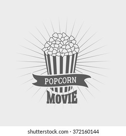 Popcorn movie logo design popcorn bucket. Vector illustration