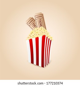 popcorn and movie tickets .movie icon.vector 