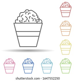 Popcorn in multi color style icon. Simple thin line, outline vector of fast food icons for ui and ux, website or mobile application