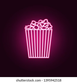 Popcorn neon icon. Elements of fast food set. Simple icon for websites, web design, mobile app, info graphics