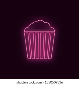 Popcorn, neon, icon. Theater ruby color neon ui ux icon. Theater sign logo vector - Vector