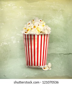 Popcorn, old-style vector