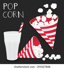 Popcorn on black background illustration.