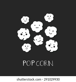 Popcorn on black background illustration.
