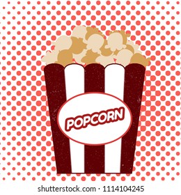 Popcorn on halftone background. Vector illustration