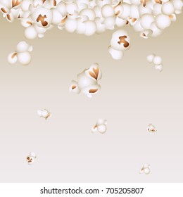 Popcorn on light background. Cinema snack. Movie time. Vector illustration.