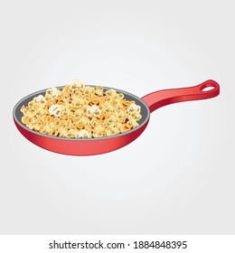 popcorn on the red color pan 