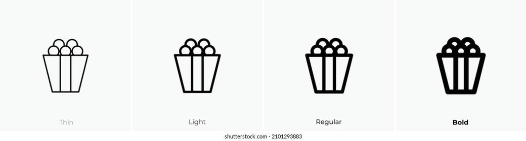popcorn one icon. Thin, Light Regular And Bold style design isolated on white background