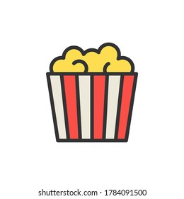 Icono de contorno de palomitas. Icono de vector de color.