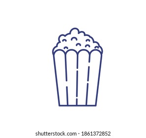 Popcorn outline icon on white background.