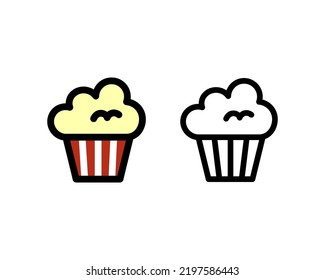 Popcorn Outline Icon. Simple Line Art Decorative Food Element. Cartoon Vector Illustration Isolated On White Background.