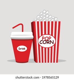 Popcorn pack design. Popcorn box isolated - Vector