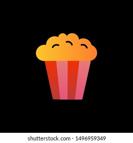 popcorn packaging simple colorful icon isolated on black.