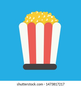 popcorn in paper box black icon in flat style isolated. Vector Symbol illustration