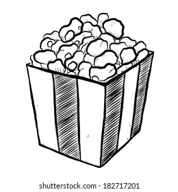 popcorn and paper box / cartoon vector and illustration