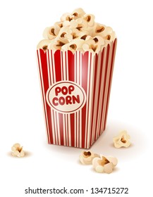 Popcorn in paper box. Vector illustration
