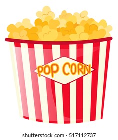 Popcorn in paper bucket illustration