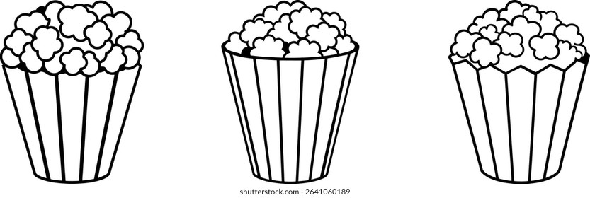 popcorn papercraft lineart vector set
